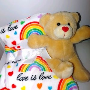 Love is Love Throw and Teddy Bear Heart Nose